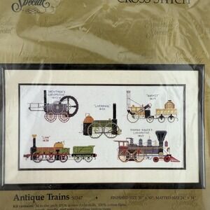 Vintage Something Special 1987 Antique Trains Counted Cross Stitch Kit 20x10"